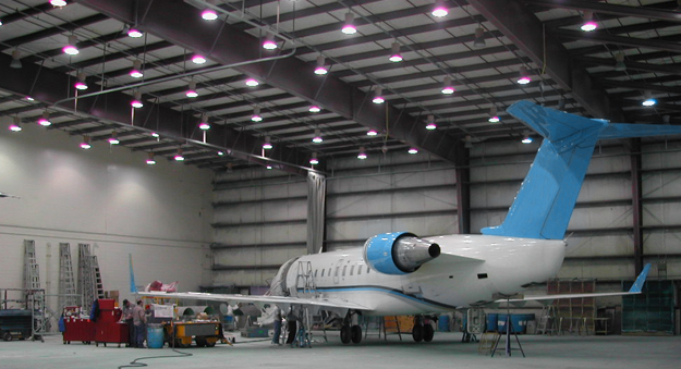 Aircraft in a paint barn