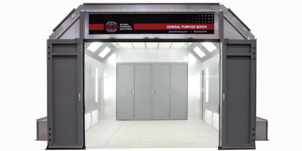 General purpose booth with drive thru doors