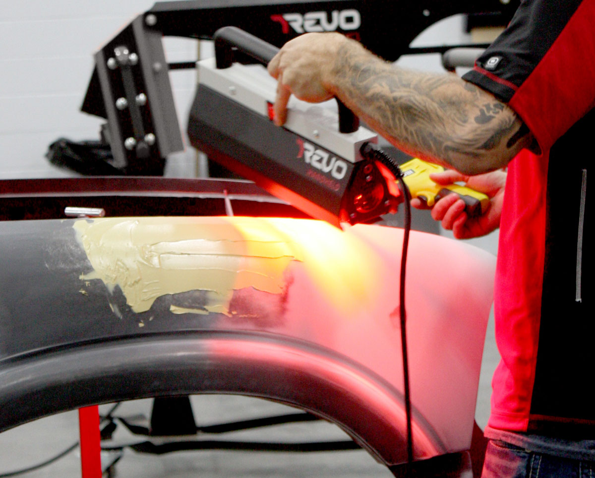 REVO Handheld complete body filler through clear coat in under 1 hour